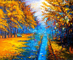 عکس با کیفیت نقاشی خیابان پاییزی